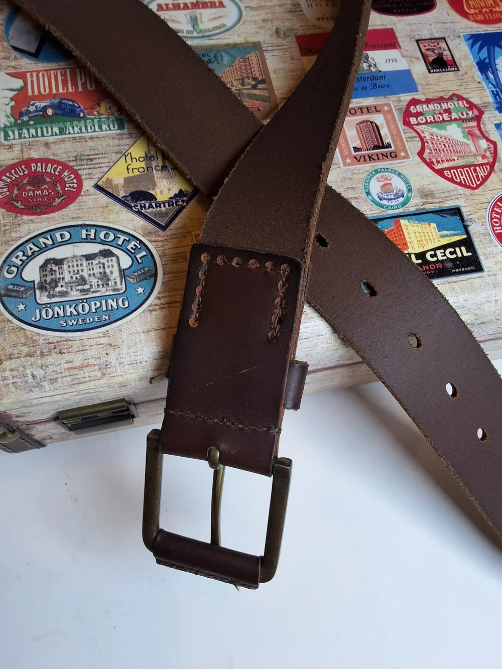 Timberland Brown Leather Men’s Belt with Embossed Tree Logo